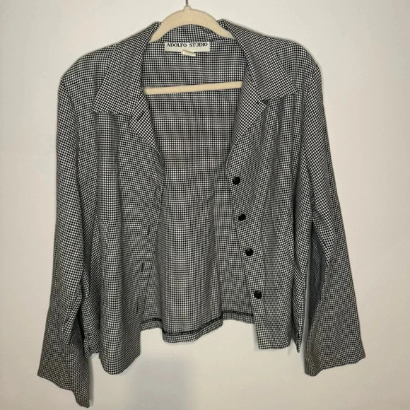 Adolfo Studio Vintage houndstooth cropped button down jacket - Picture 12 of 16